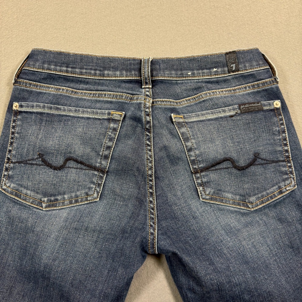 7 For All Mankind Original Bootcut Jeans Blue Medium Wash Squiggle Pocket 27